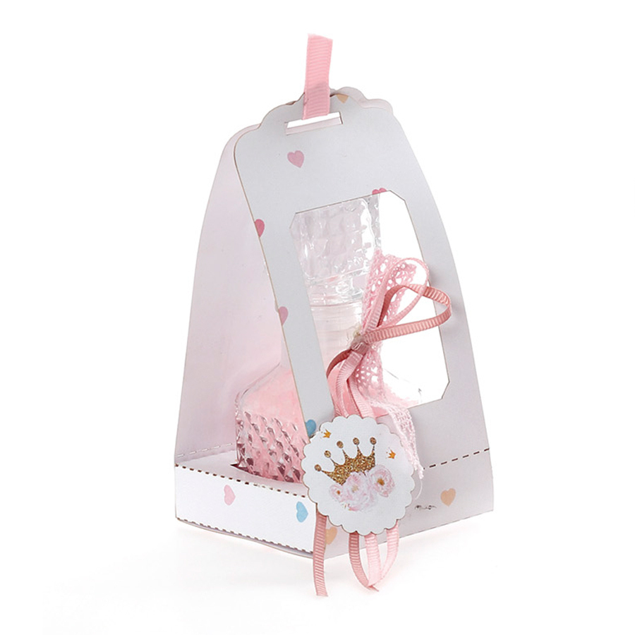 Χειροποίητη Μπομπονιέρα Βάπτισης Άλατα Μπάνιου σε Τσαντάκι με Κορώνα για Κορίτσια ΜΠΑ 490 (16Χ6cm) 24τμχ || Bellissimo