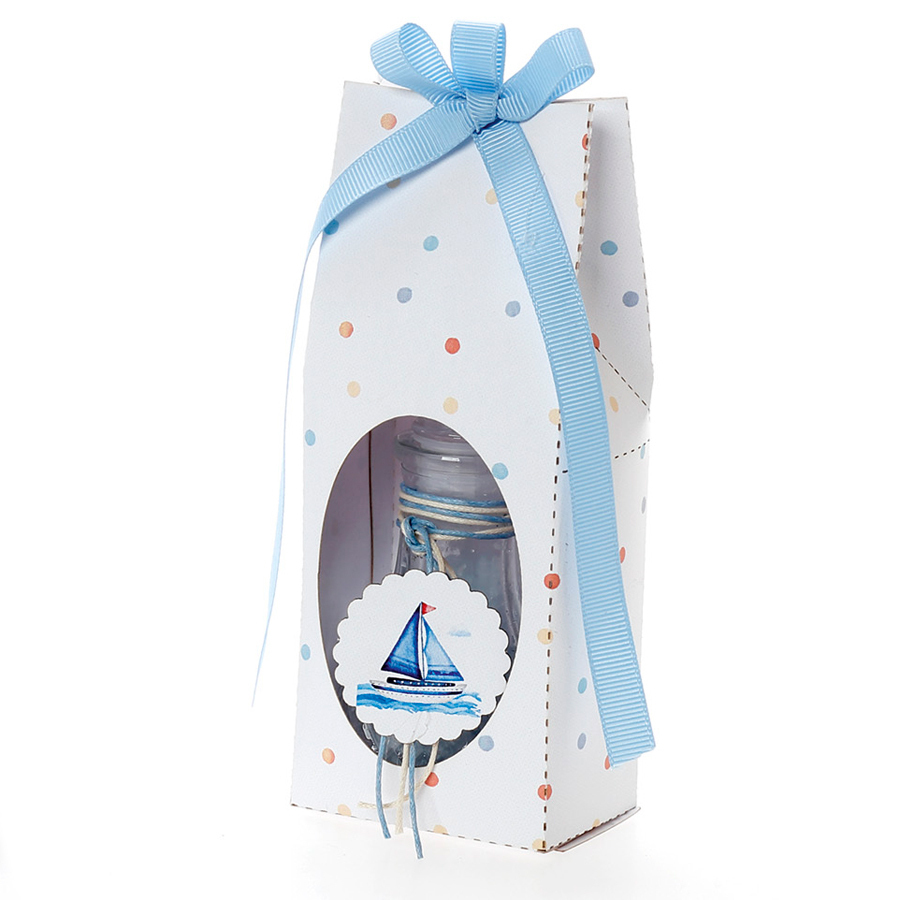 Χειροποίητη Μπομπονιέρα Βάπτισης Άλατα Μπάνιου σε Τσαντάκι Καραβάκι για Αγόρια ΜΠΑ 481 (16x6cm) 24τμχ || Bellissimo