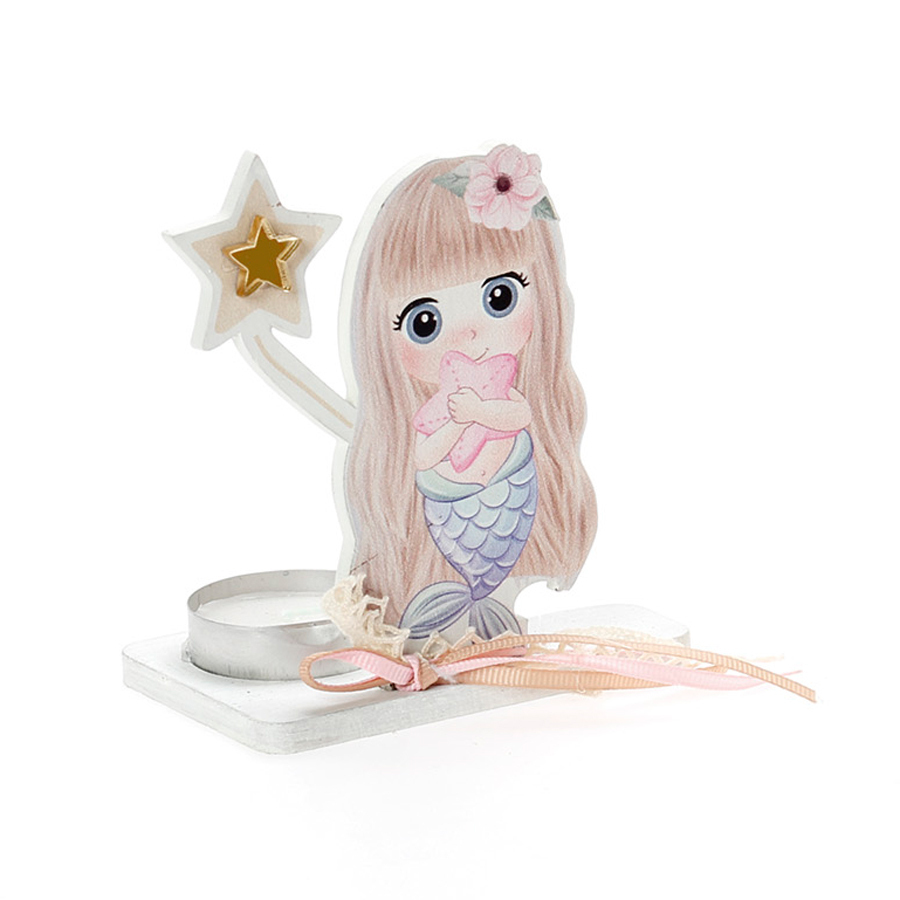 Χειροποίητη Μπομπονιέρα Βάπτισης με Ρεσώ Γοργόνα για Κορίτσια 433 (11Χ11cm) 24τμχ || Bellissimo