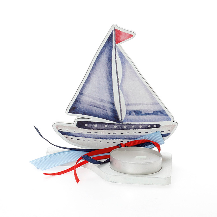 Χειροποίητη Μπομπονιέρα Βάπτισης με Ρεσώ Ουράνιο Τόξο Μπλε για Αγόρια 429 (11x11cm) 24τμχ || Bellissimo