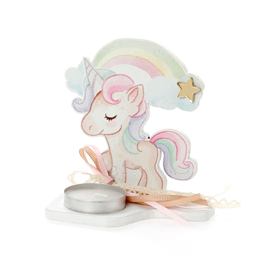 Χειροποίητη Μπομπονιέρα Βάπτισης με Ρεσώ Μονόκερος για Κορίτσια 430 (11Χ11cm) 24τμχ || Bellissimo