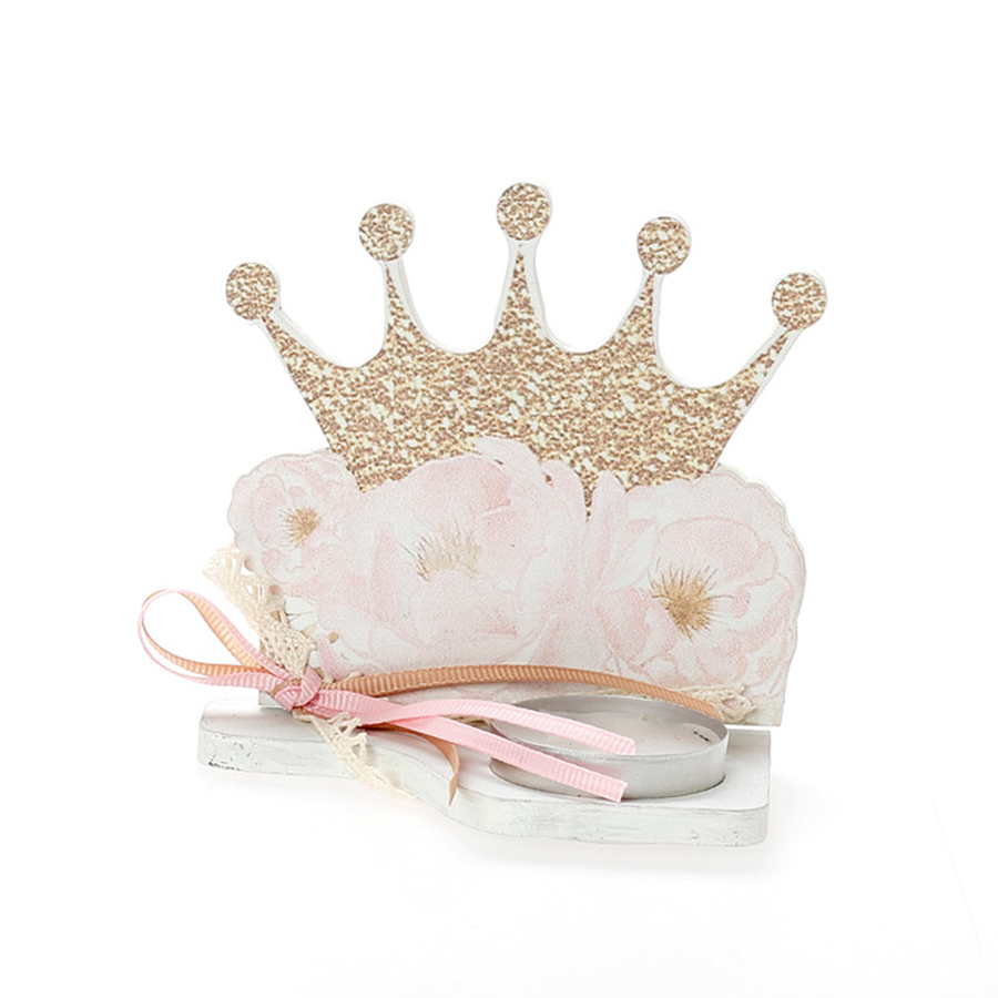 Χειροποίητη Μπομπονιέρα Βάπτισης με Ρεσώ με Κορώνα για Κορίτσια 427 (11Χ11cm) 24τμχ || Bellissimo