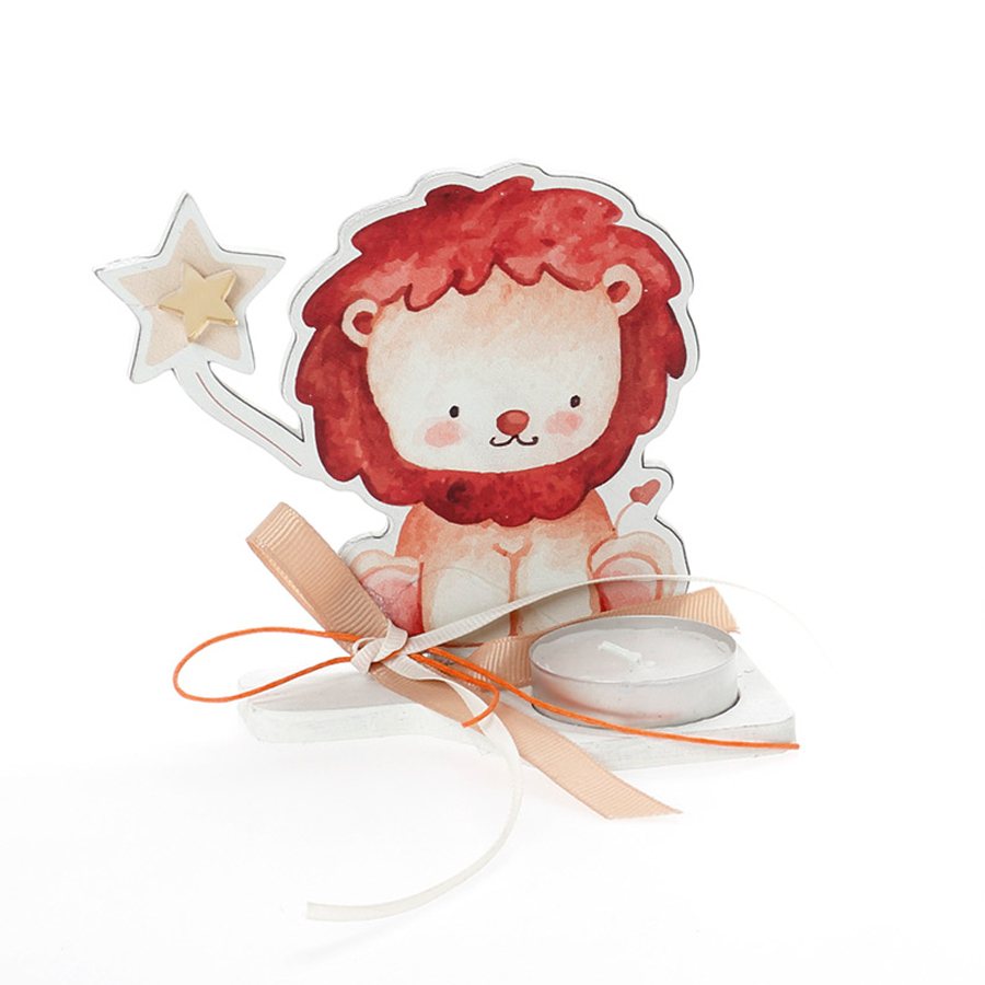 Χειροποίητη Μπομπονιέρα Βάπτισης με Ρεσώ Λιονταράκι για Αγόρι 413 (11x11cm) 24τμχ || Bellissimo