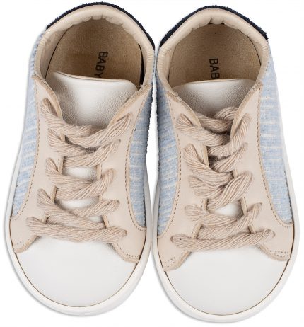 Babywalker Τρίχρωμο Δετό Sneaker BW4237 Σιέλ Λευκο Μπεζ