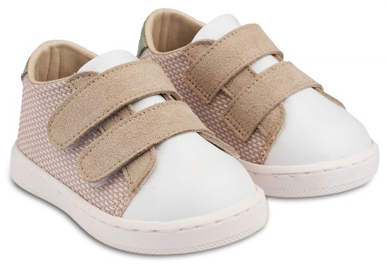 Babywalker Τρίχρωμο Σνίκερ Πρώτα Βήματα Διπλή Μπαρέτα Χρατς PRI2104 Μπεζ-Λευκό-Μέντα