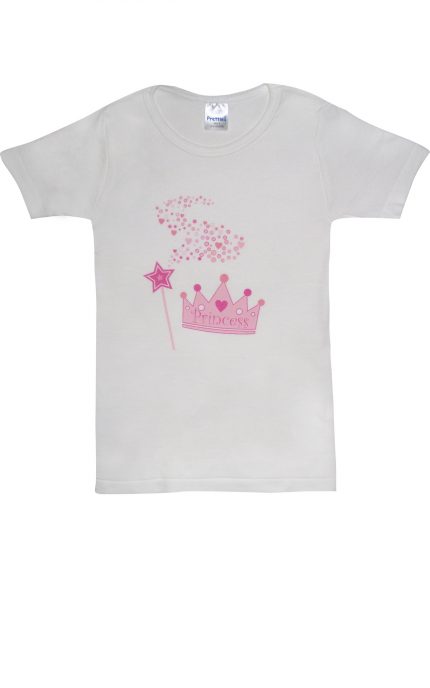 Παιδικό Φανελάκι Princess 1 τμχ Λευκό-Ροζ Κοντό Μανίκι, Βαμβακερό 100% - Pretty Baby