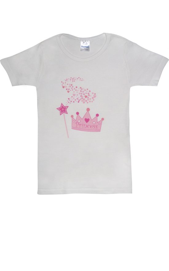 Παιδικό Φανελάκι Princess 1 τμχ Λευκό-Ροζ Κοντό Μανίκι, Βαμβακερό 100% - Pretty Baby