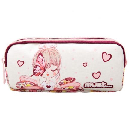 Σχολική Κασετίνα Βαρελάκι Butterfly Girl 2 Θήκες Must (21x6x9εκ) 5205698616587