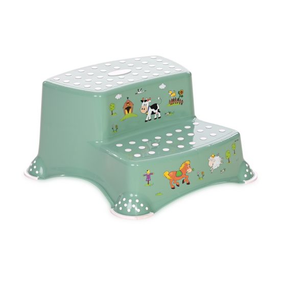 Lorelli Διπλό Βοηθητικό Σκαλοπατάκι Μπάνιου Funny Farm Nordic Green 10130550315