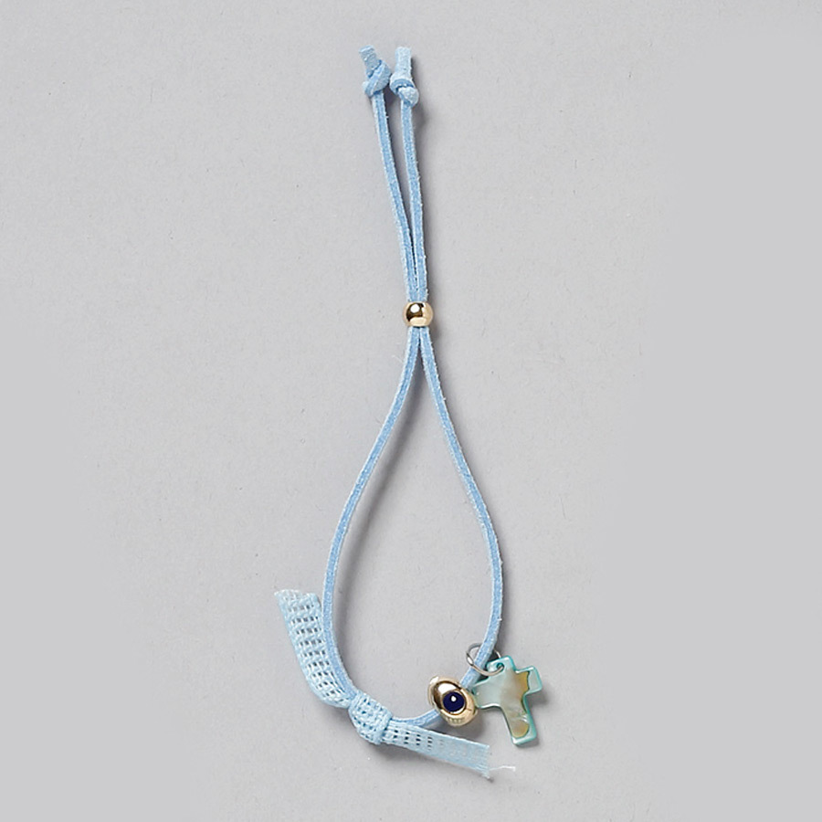 Μαρτυρικά Βάπτισης Βραχιολάκι με Σταυρουδάκι Γαλάζιο για Αγόρια (συσκ.50τμχ) Μ-209-galazio || Bellissimo