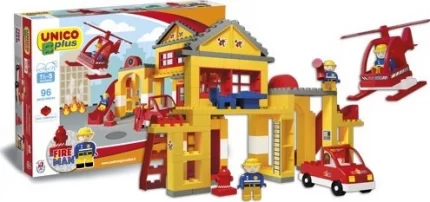 Τουβλάκια Σταθμός Πυροσβεστικής 96τμχ Unico Plus 18m+ - Androni Giocattoli