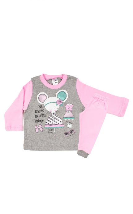 Βρεφική Χειμερινή Πιτζάμα για Κορίτσι Needful Things Γκρι-Ροζ, Βαμβακερή 100% - Pretty Baby
