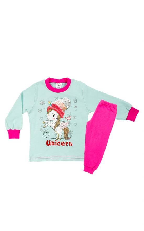 Βρεφική Χειμερινή Πιτζάμα για Κορίτσι Unicorn Βεραμάν-Φούξια, Βαμβακερή 100% - Pretty Baby