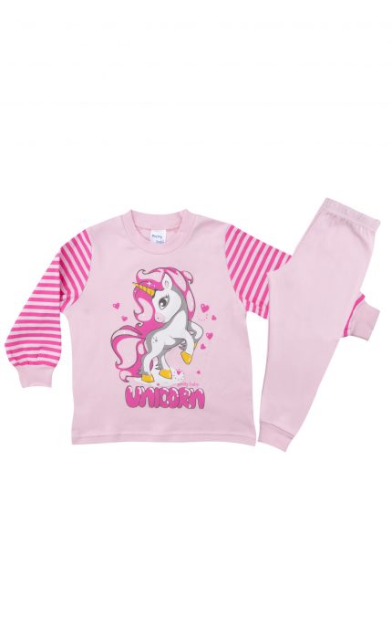 Βρεφική Χειμερινή Πιτζάμα για Κορίτσι Unicorn Ροζ, Βαμβακερή 100% - Pretty Baby