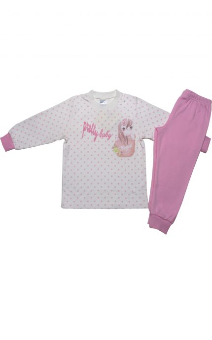 Βρεφική Χειμερινή Πιτζάμα με Τύπωμα Magical για Κορίτσι Εκρού-Ροζ, Βαμβακερή 100% - Pretty Baby