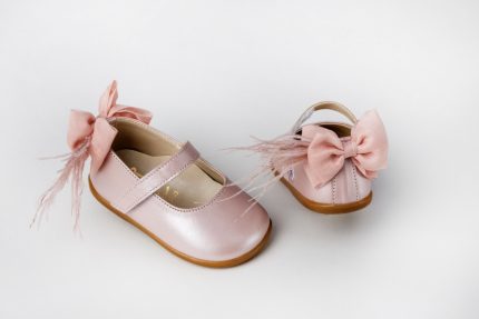 Χειροποίητο Βαπτιστικό Παπουτσάκι Πρώτα Βήματα για Κορίτσι Dusty Pink K334P, Everkid