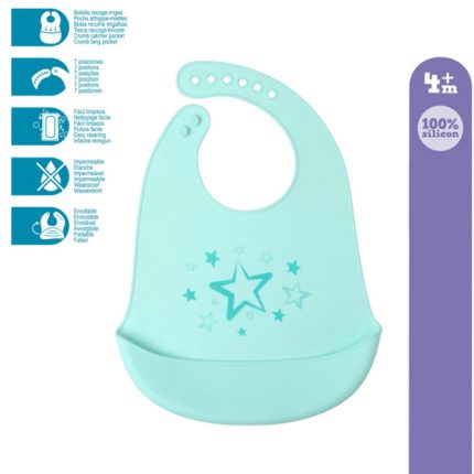 Kiokids - Σαλιάρα Σιλικόνης Σιέλ Αστεράκι 4m+