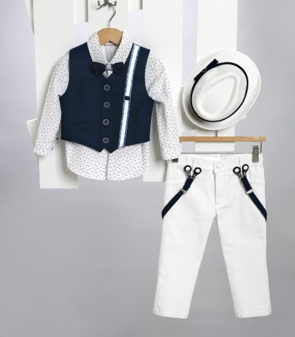 Βαπτιστικό Κοστουμάκι για Αγόρι Λευκό 2705-1, New Life