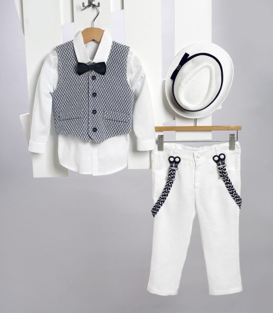 Βαπτιστικό Κοστουμάκι για Αγόρι Λευκό 2715-2, New Life