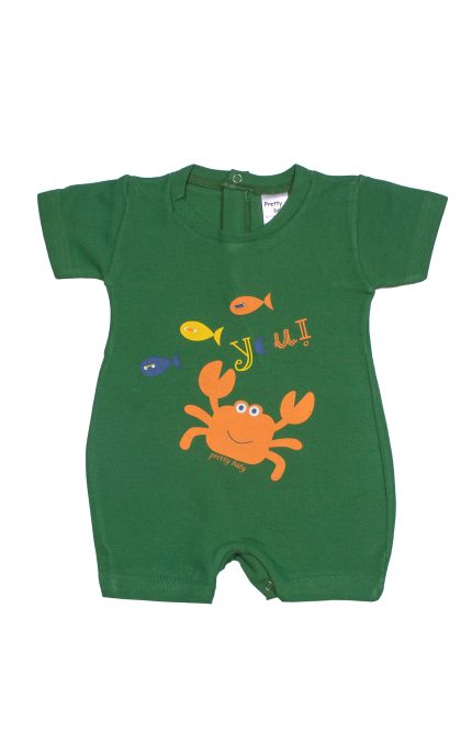 Βρεφικό Καλοκαιρινό Φορμάκι για Αγόρι Καβουράκι Πράσινο Κοντό Μανίκι Πικέ, Βαμβακερό 100% - Pretty Baby