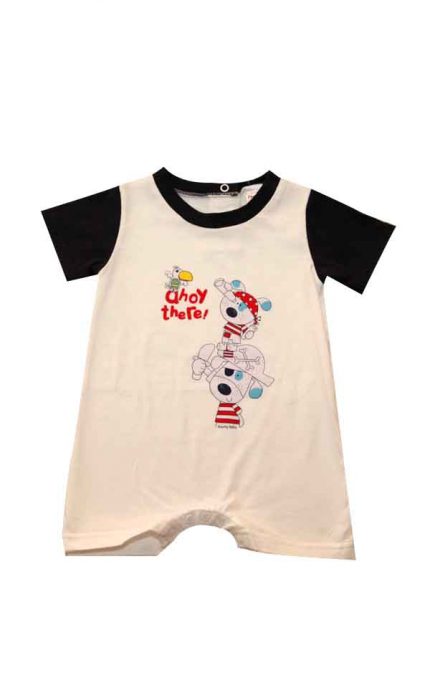 Βρεφικό Καλοκαιρινό Φορμάκι για Αγόρι Ahoy Σιέλ Κοντό Μανίκι, Ψιλή Πλέξη Υφάσματος Βαμβακερό 100% - Pretty Baby