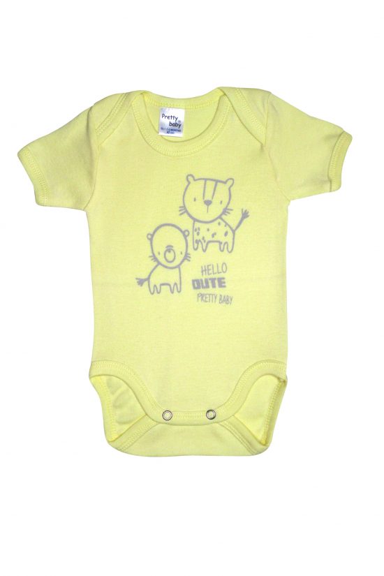 Βρεφικά Εσώρουχα Κορμάκια Unisex Σετ 6 Τεμάχια Animals Χρωματιστά Κοντό Μανίκι Βαμβακερά 100% - Pretty Baby