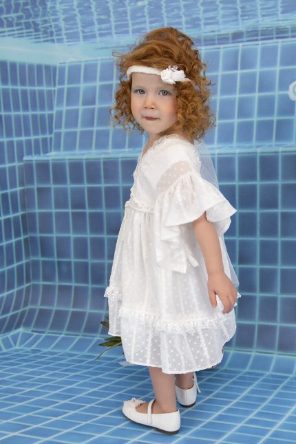 Βαπτιστικό Φορεματάκι για Κορίτσι Λευκό Alkmini 9876, Bambolino