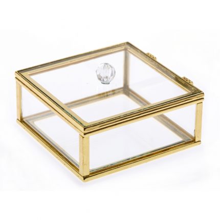 Γυάλινο Κουτί με Χρυσό Μεταλλικό Περίγραμμα 7cm | Μ106