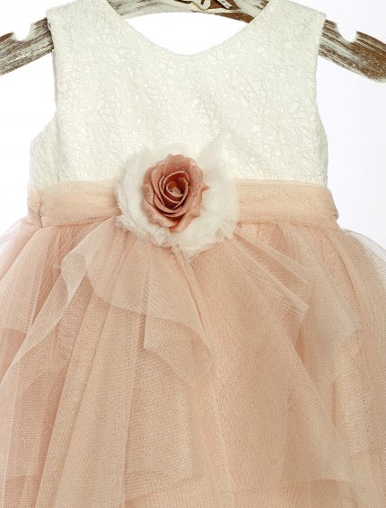 Βαπτιστικό Φορεματάκι για Κορίτσι Σομόν-Λευκό ΦΘ-6, Lollipop