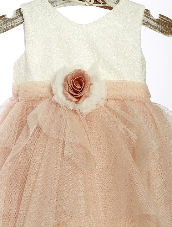 Βαπτιστικό Φορεματάκι για Κορίτσι Σομόν-Λευκό ΦΘ-6, Lollipop