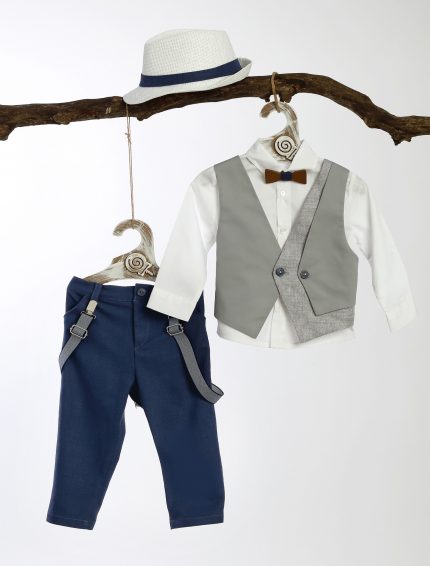 Βαπτιστικό Κοστουμάκι για Αγόρι Μπλε-Γκρι ΚΛ-18, Lollipop