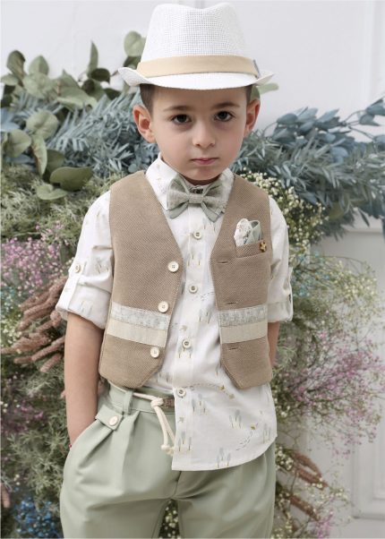 Βαπτιστικό Κοστουμάκι για Αγόρι Σαφάρι-Φυστικί Α4626-ΣΦ, Mi Chiamo