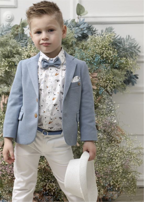 Βαπτιστικό Κοστουμάκι για Αγόρι Σιέλ-Λευκό Α4625-ΣΛ, Mi Chiamo