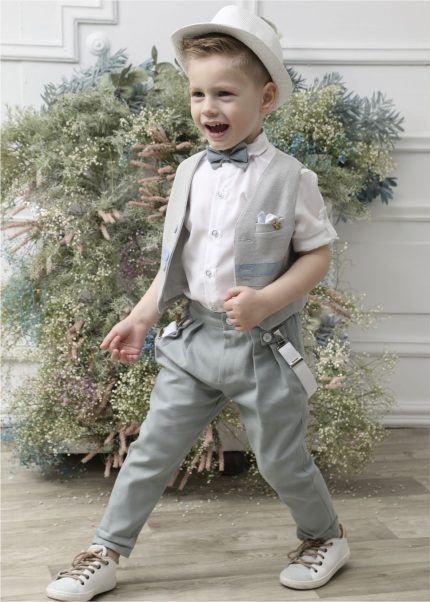 Βαπτιστικό Κοστουμάκι για Αγόρι Γκρι-Μπλε Indigo Α4626-ΓΜ, Mi Chiamo