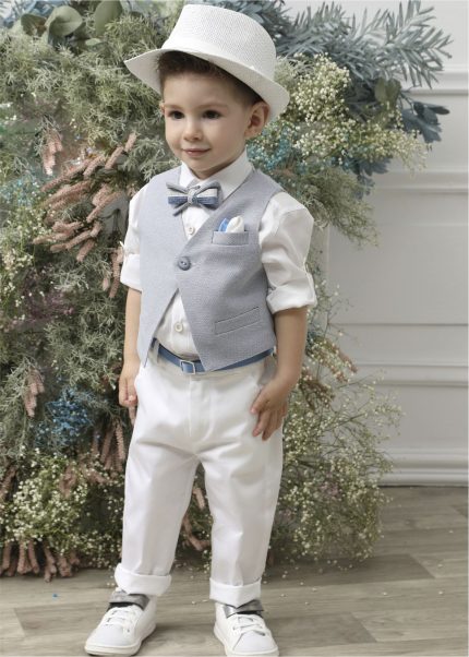 Βαπτιστικό Κοστουμάκι για Αγόρι Σιέλ-Λευκό Α4622-ΣΛ, Mi Chiamo