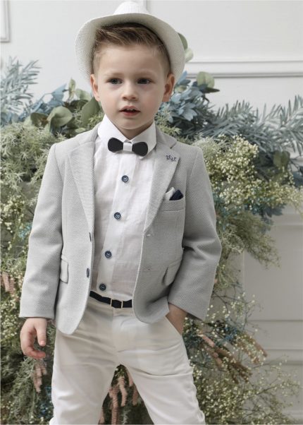 Βαπτιστικό Κοστουμάκι για Αγόρι Γκρι-Λευκό Α4625-ΓΛ, Mi Chiamo