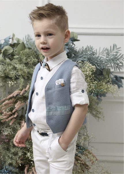 Βαπτιστικό Κοστουμάκι για Αγόρι Σιέλ-Λευκό Α4626-ΣΛ, Mi Chiamo