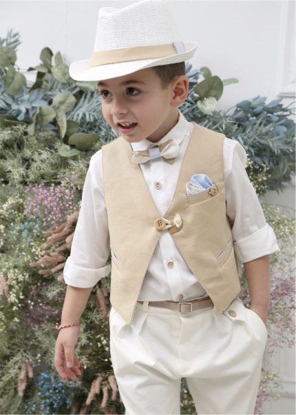 Βαπτιστικό Κοστουμάκι για Αγόρι Μπεζ-Ιβουάρ Α4624-ΜΙ, Mi Chiamo