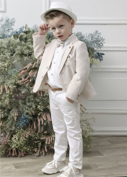 Βαπτιστικό Κοστουμάκι για Αγόρι Μπεζ-Λευκό Α4620-ΜΛ, Mi Chiamo