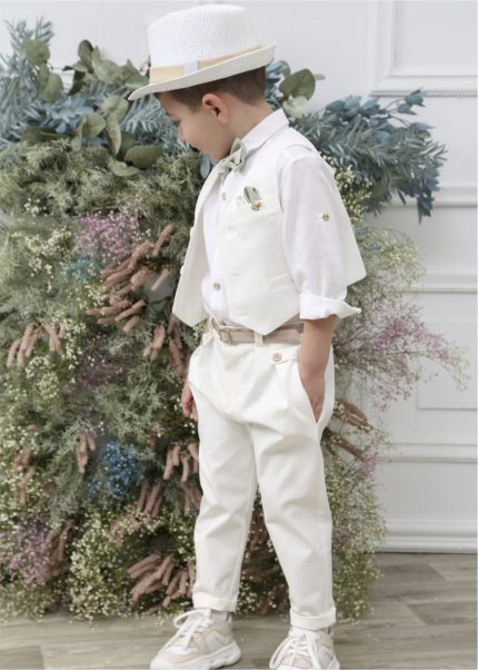 Βαπτιστικό Κοστουμάκι για Αγόρι Ιβουάρ Α4621-Ι, Mi Chiamo