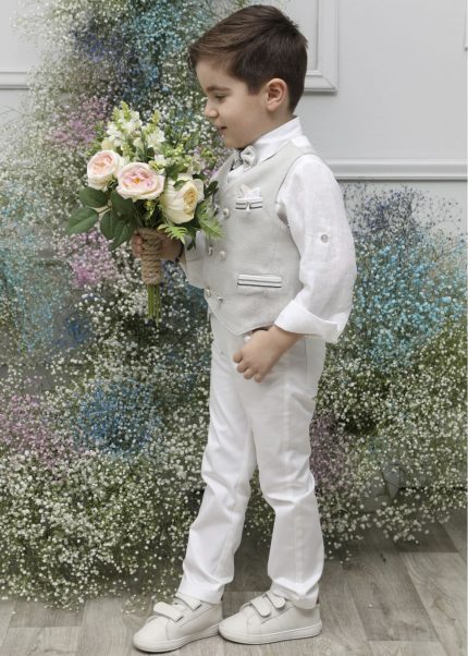 Βαπτιστικό Κοστουμάκι για Αγόρι Γκρι-Λευκό Α4635, Mi Chiamo