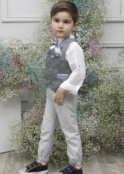 Βαπτιστικό Κοστουμάκι για Αγόρι Γκρι Α4636-ΣΓ, Mi Chiamo