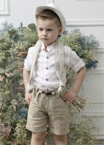 Βαπτιστικό Κοστουμάκι για Αγόρι Λευκό-Σπαγγί Α4630-ΛΣ, Mi Chiamo