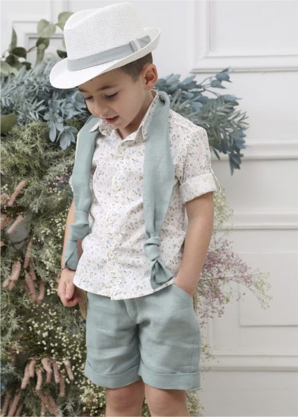 Βαπτιστικό Κοστουμάκι για Αγόρι Λευκό-Μέντα Α4630-ΛΜ, Mi Chiamo