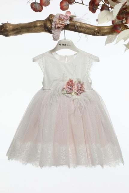 Βαπτιστικό Φορεματάκι για Κορίτσι Ιβουάρ-Ροζ Κ4562Φ-ΙΡ, Mi Chiamo