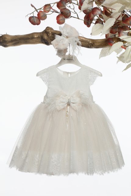 Βαπτιστικό Φορεματάκι για Κορίτσι Ιβουάρ-Σαμπάνια Κ4562Φ-ΙΣ, Mi Chiamo