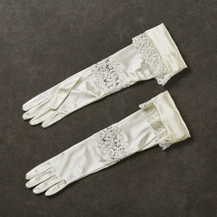 Νυφικά Γάντια με Δαντέλα Εκρού 1253-14