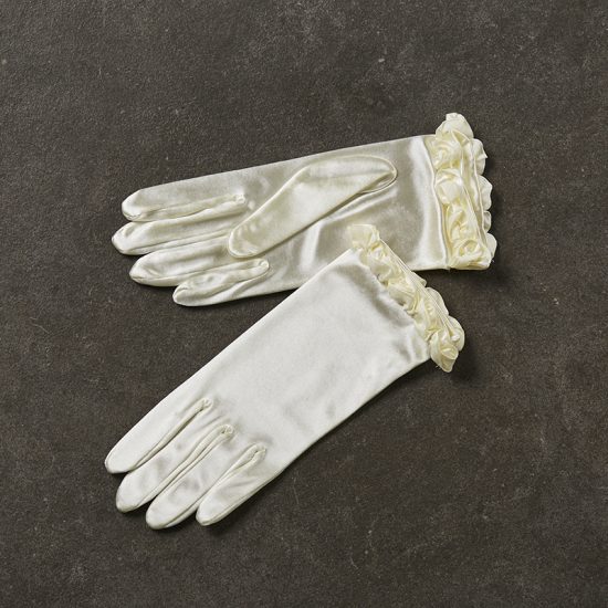 Νυφικά Γάντια με Υφασμάτινα Λουλούδια Εκρού 1258 “9”