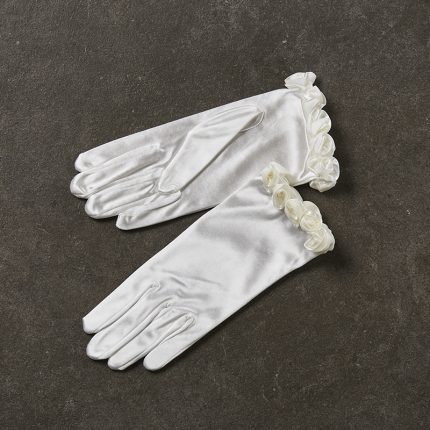 Νυφικά Γάντια με Υφασμάτινα Λουλούδια Λευκά 1258 “9”