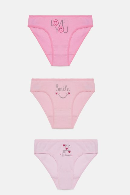 Σλιπάκια για Κορίτσι Smile Ροζ 3τμχ Βαμβακερά 100% - Pretty Baby